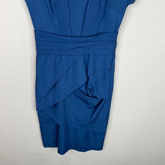 Reiss Women Tie Waist Asymmetrical Mini Dress 2 Navy Blue Capsule Classy Work - Picture 4 of 12